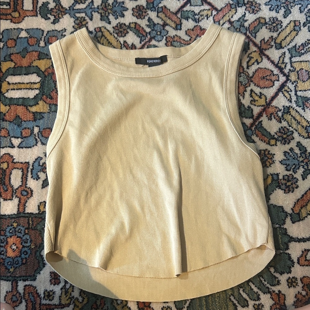 Forever 21 Beige Ribbed Tank Top